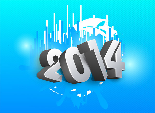 Happy New Year 2014 3D Text Vector