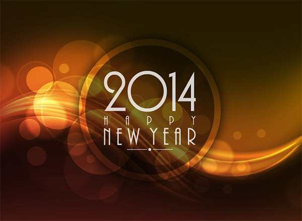 Happy New Year 2014 Brown Circle Vector