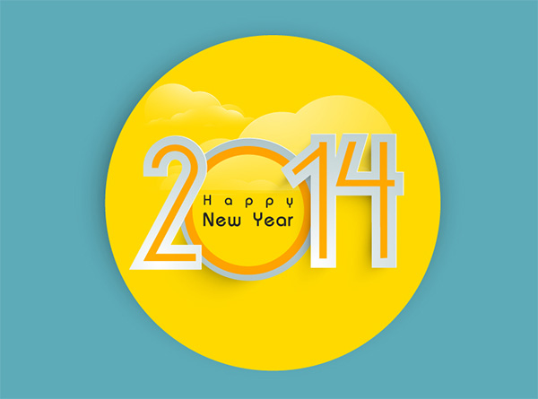 Happy New Year 2014 Cloud Circle Vector
