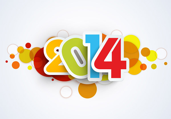 Happy New Year 2014 Colored Bubbles Vector