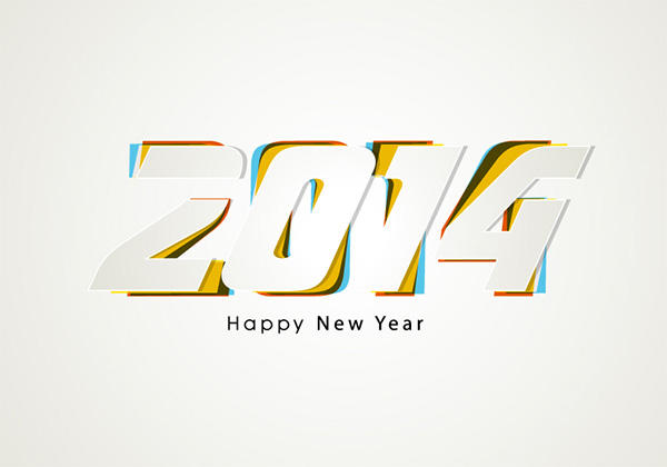 Happy New Year 2014 Overlapping Design Vector