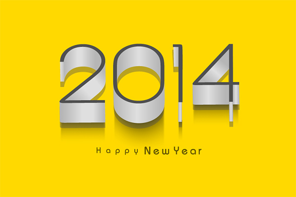 Happy New Year 2014 Pipe Text Vector