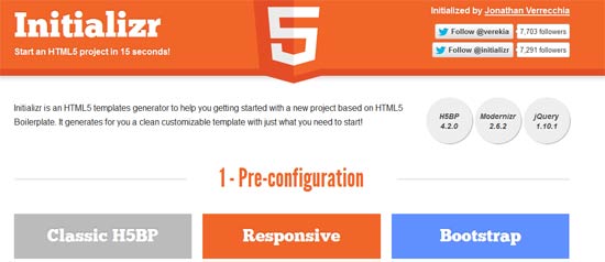 Initializr - HTML5 Templates Framework