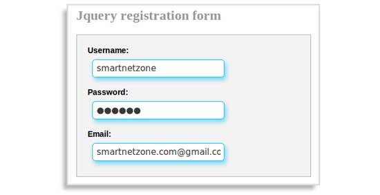 Jquery Registration Form with elastic effect