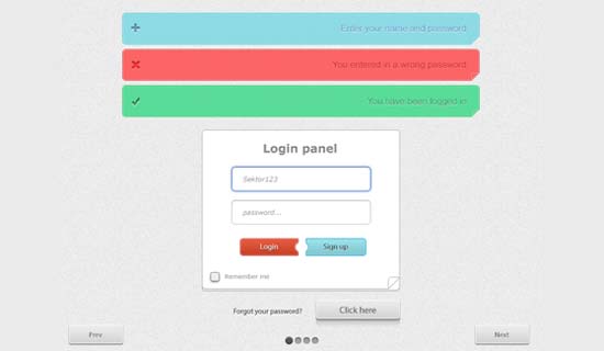 Login Form Alert Interface in PSD and CSS