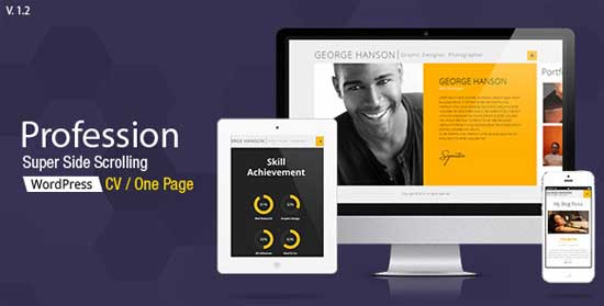 Profession - One Page CV Responsive Theme