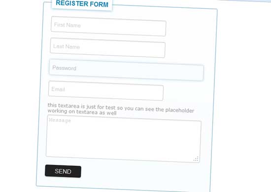 Register form with HTML5
