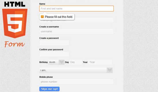 Registration Form with HTML5 and CSS3