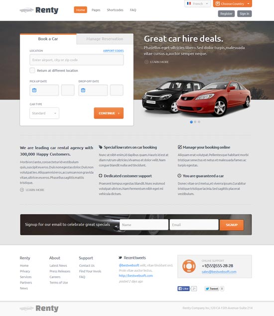 Renty - Car Rental & Booking HTML5 Template