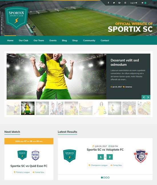 sportix sport clubs wordpress theme