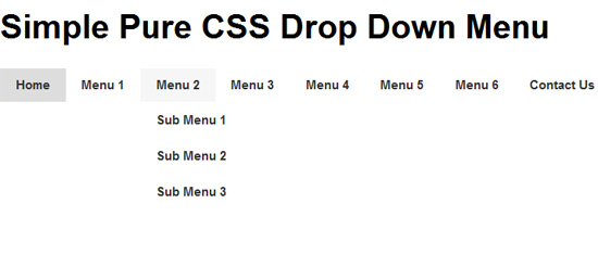 Simple Pure CSS Drop Down Menu