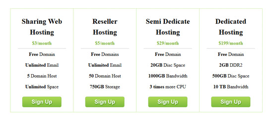 simple table price web hosting