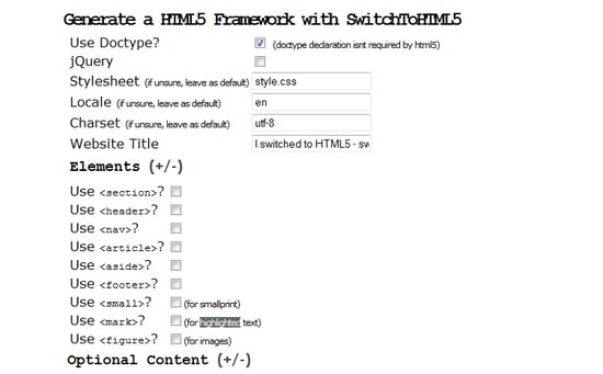 HTML5 Framework - Switchtohtml5