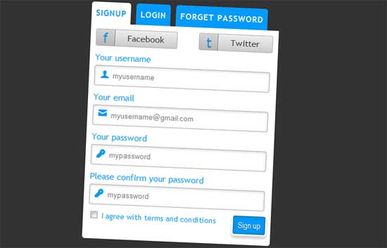 Tab Login Sign Up Forms