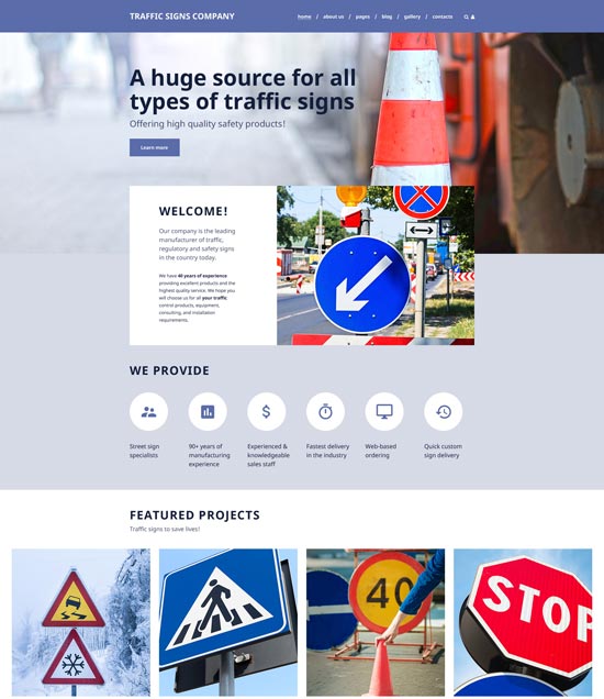 traffic signs company joomla template free