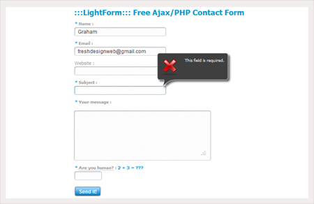 LightForm - Free Ajax PHP Contact Form