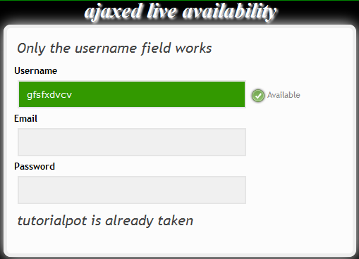 Ajax-ed live availability