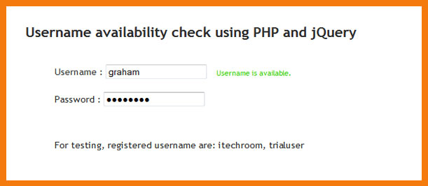 Username availability check using PHP and jQuery