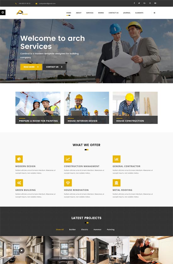 arch construction building joomla template 