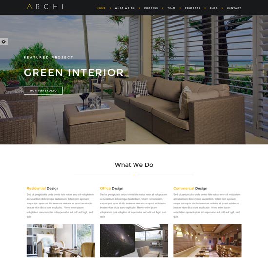 archi interior design website template 