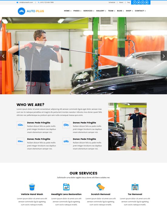 auto plus car wash html template 