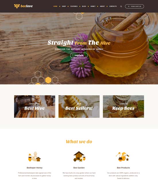 beelove honey shop wordpress theme