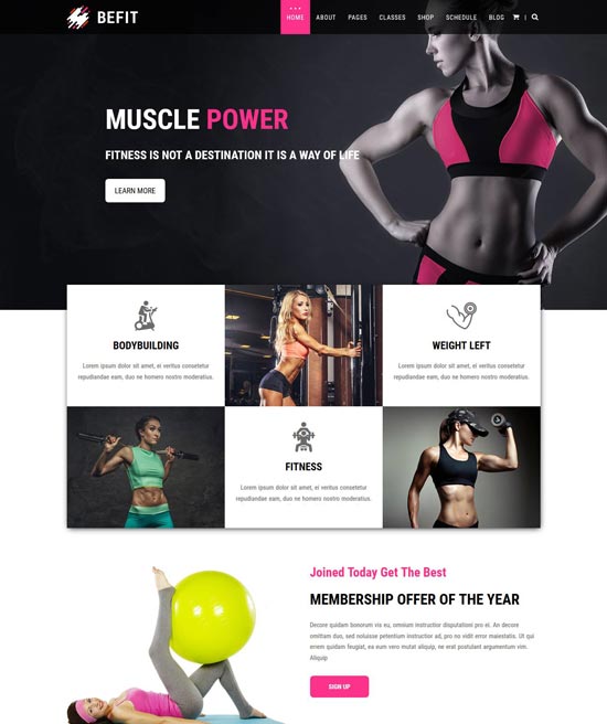 befit gym fitness html5 template