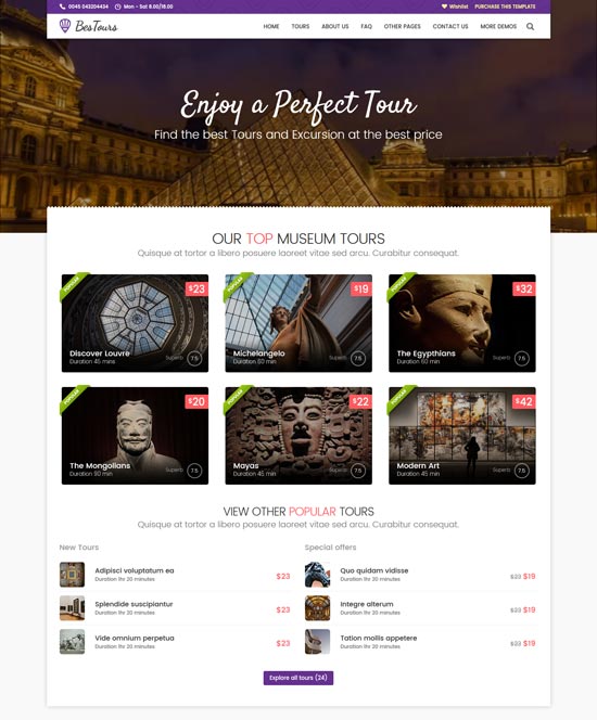 bestours tours travel html template 