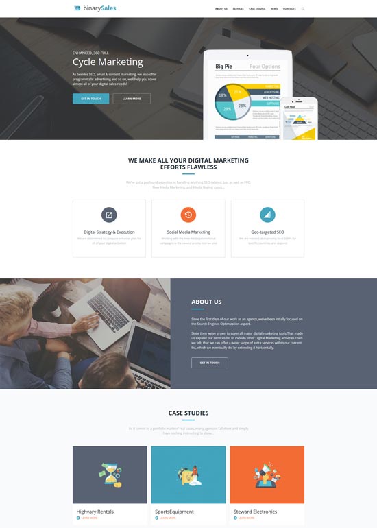 binarysales seo digital marketing wordpress theme