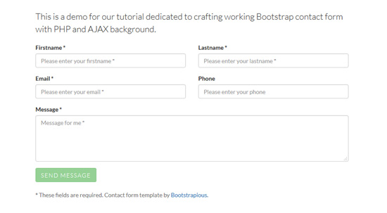 bootstrap contact form php and ajax
