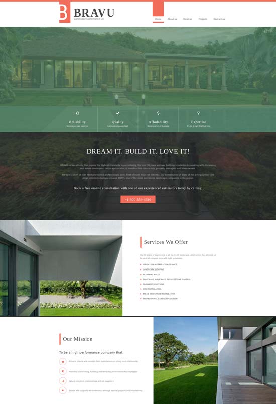 bravu landscaper website template