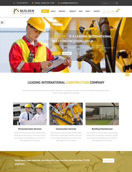 builder building construction joomla template 