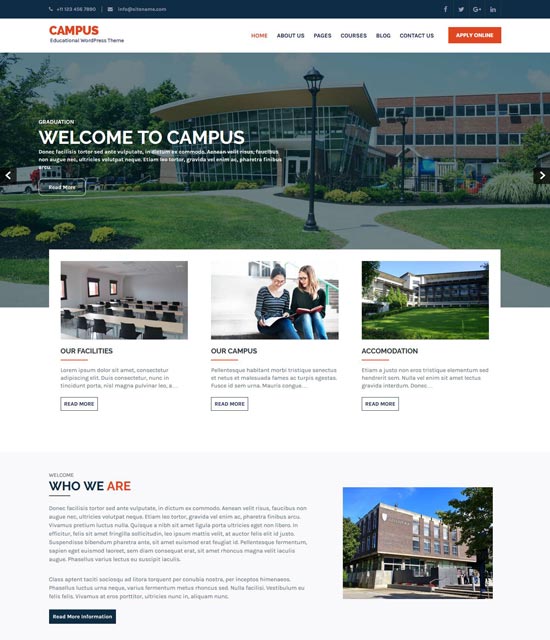 campus lite free education wordpress