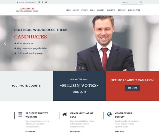candidates political WordPress theme 