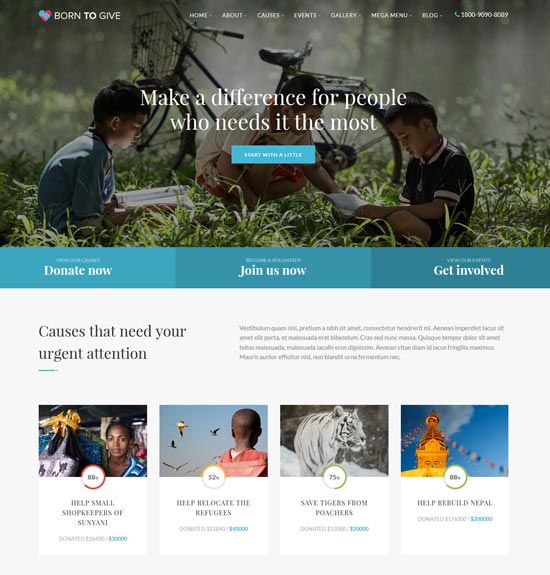 charity crowdfunding html5 template 