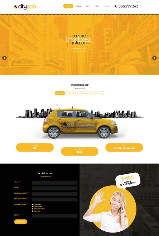 citycab taxi company wordpress theme
