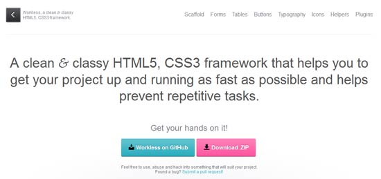 Workless - A classy HTML5, CSS3 framework