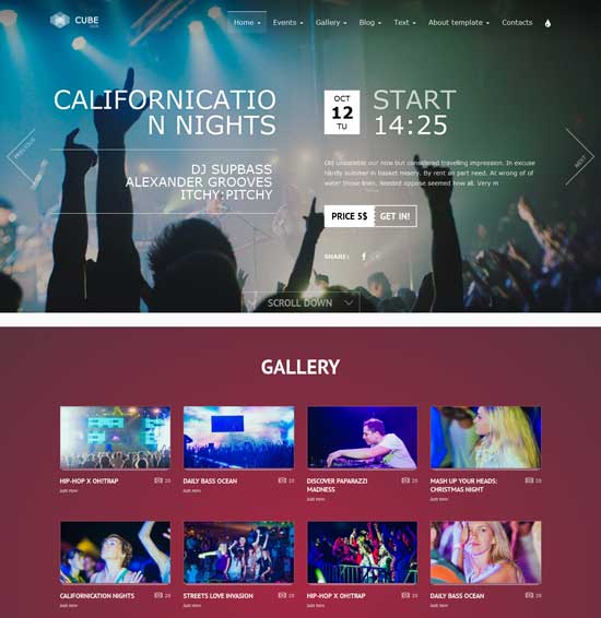 Club Cube - responsive HTML5 template for night club 