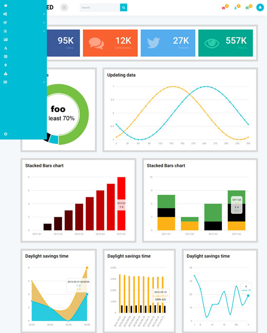 colored admin panel template