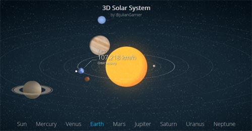 css html5 animated 3d solar system