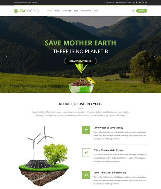 eco world ecology wordpress theme