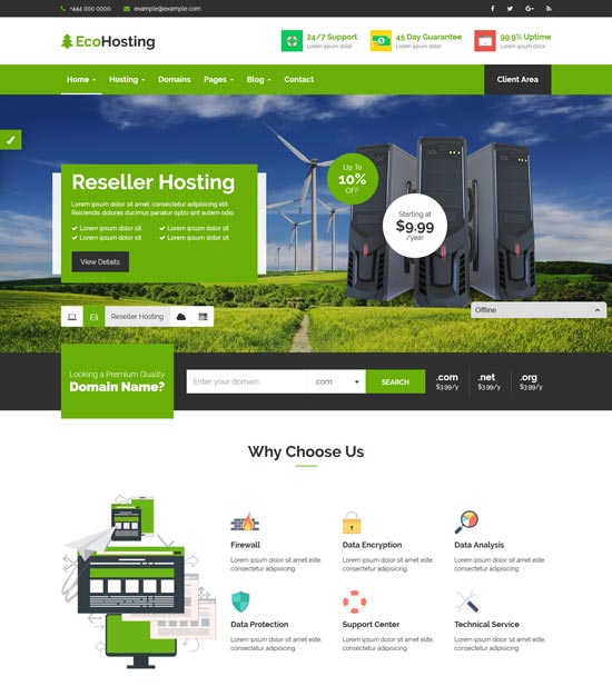 ecohosting html5 hosting template 