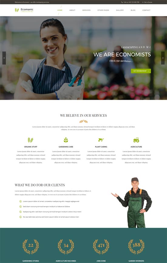 ecomanic gardening landscaping wordpress theme 