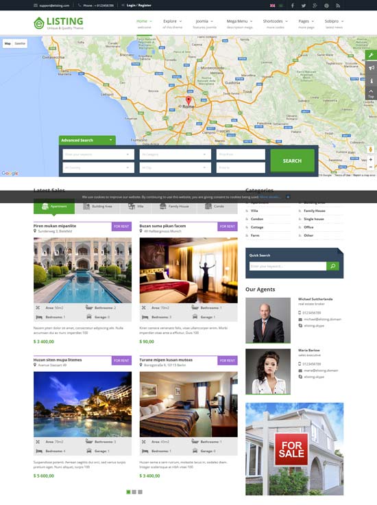 elisting real estate joomla template 