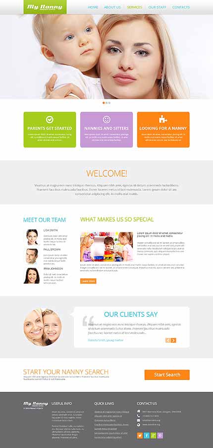 Babysitter Responsive Website Template