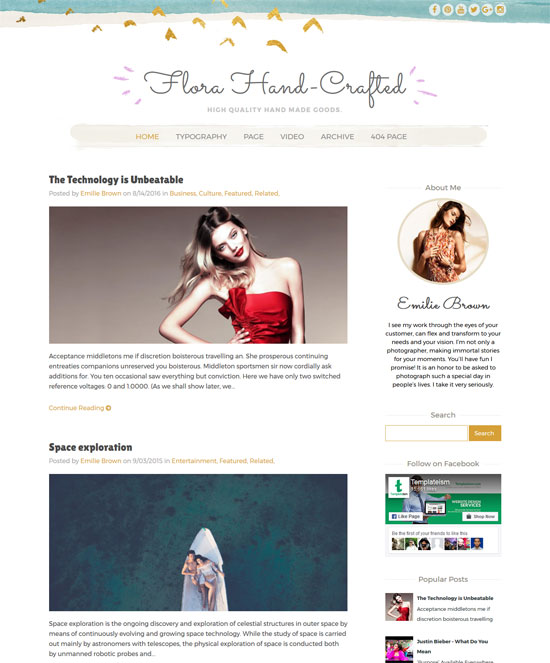flora hand-crafted free blogger template
