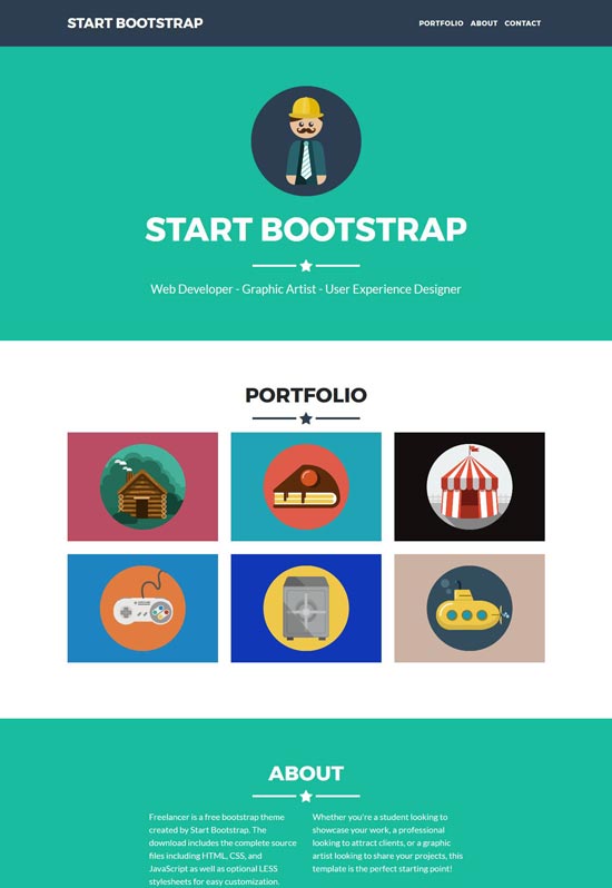 freelancer free one page bootstrap template
