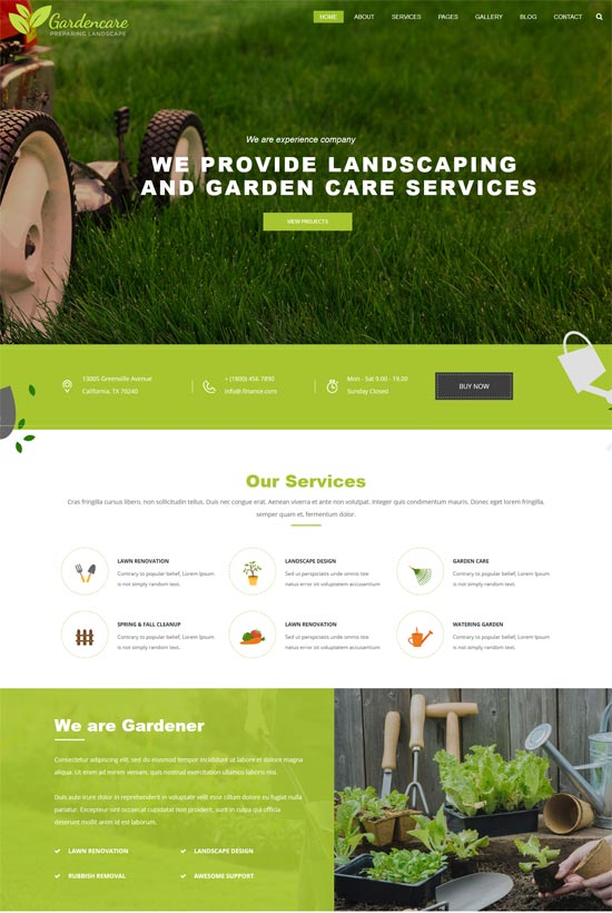 garden care gardening landscaping bootstrap template 