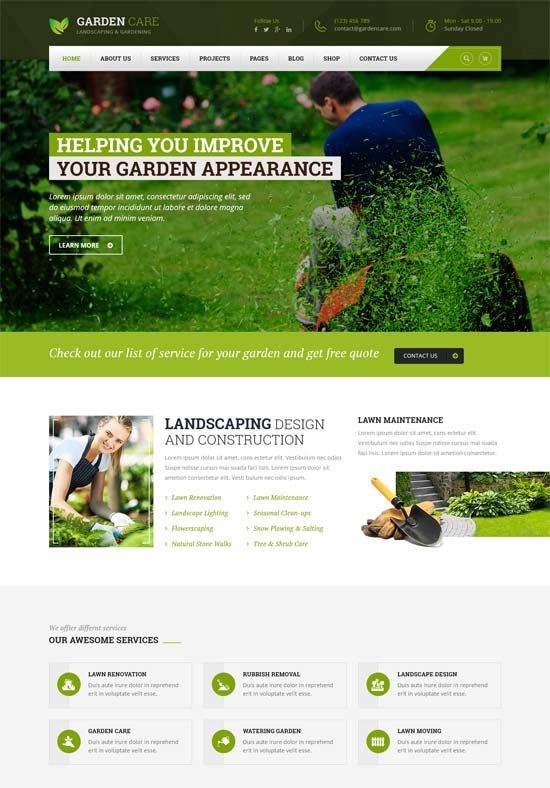 garden care gardening landscaping html template 