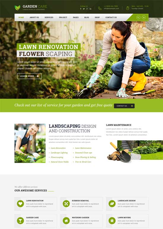 garden care gardening landscaping wordpress theme 